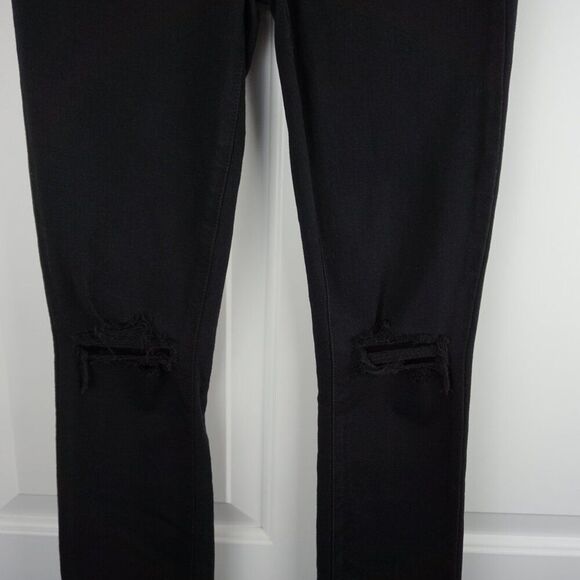 PAIGE Verdugo Ankle Mid Rise Skinny Jeans In Twilight Destructed (Black) Size 24 - Picture 5 of 16